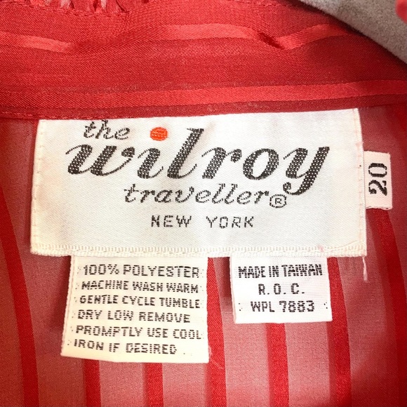 Vintage Red Blouse Sheer Pinstripe Ruffled Neck & Cuffs Christmas Valentine’s - Picture 4 of 11